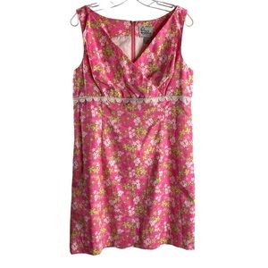 LILLY PULITZER SIZE 12 PINK/GREEN PRINT SLVLSS VINTAGE MINI DRESS